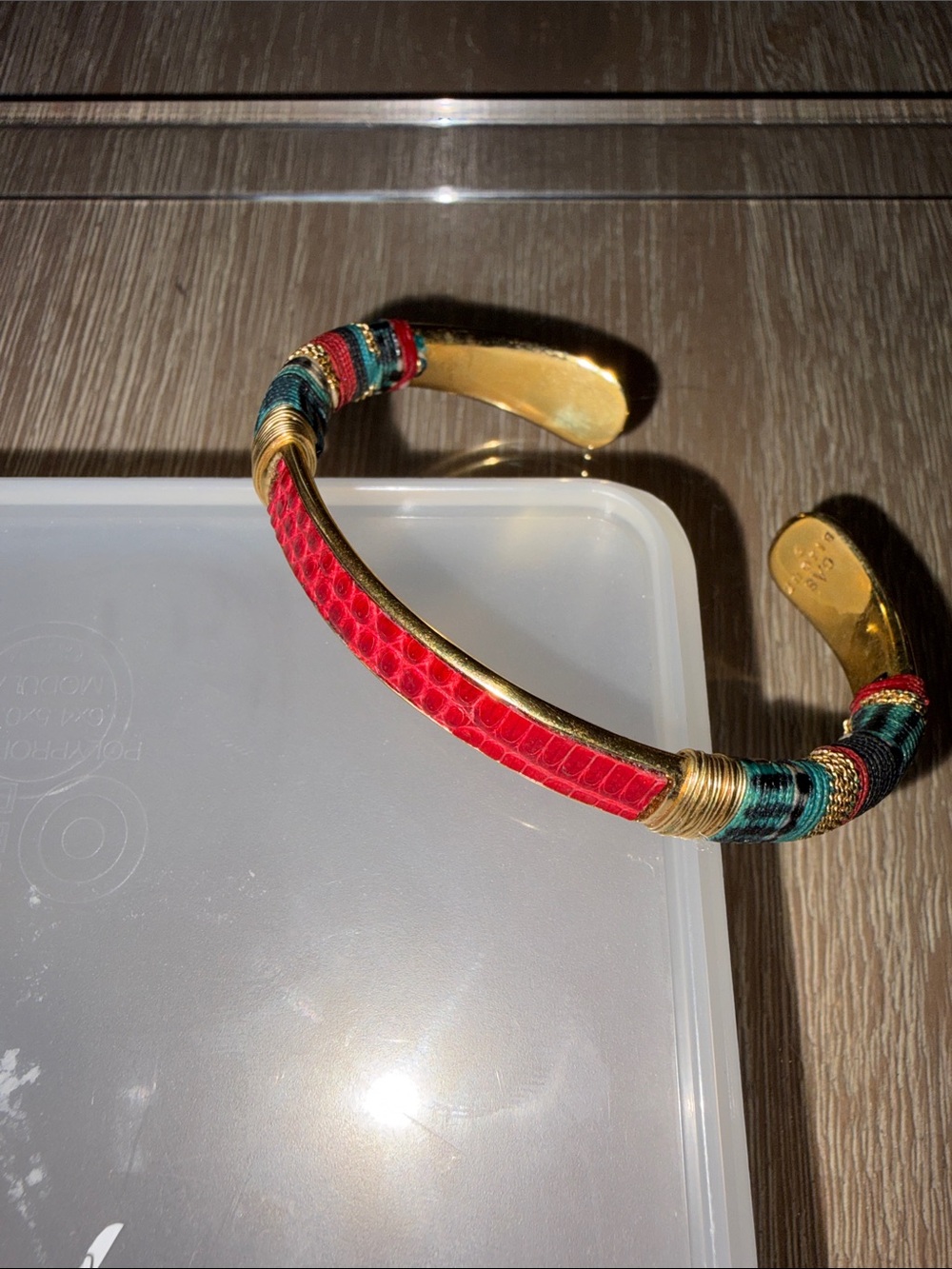Gas Bijoux Gold-Tone Open Cuff Bracelet with colorful accents
